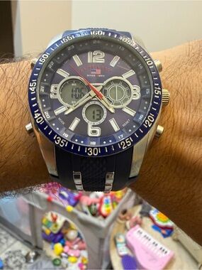 US Polo Assn Sport US9061 Mens Ana-Digi Blue Silicone